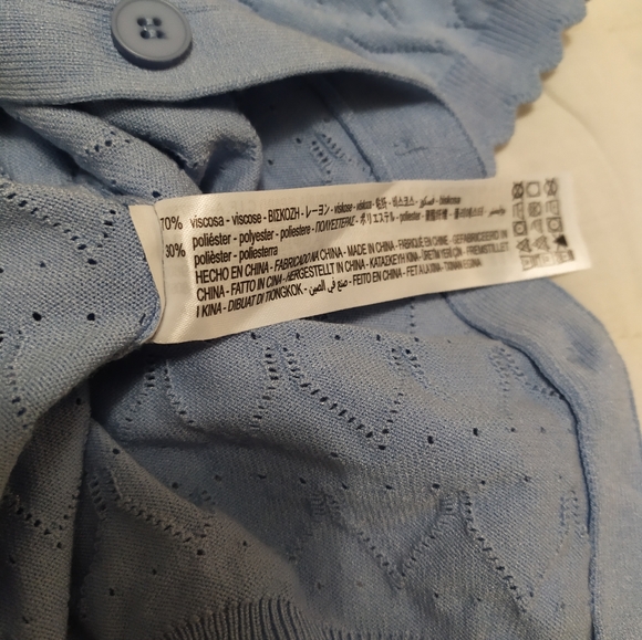 Zara Blue Short Sleeved Cardigan Size S - Picture 3 of 3